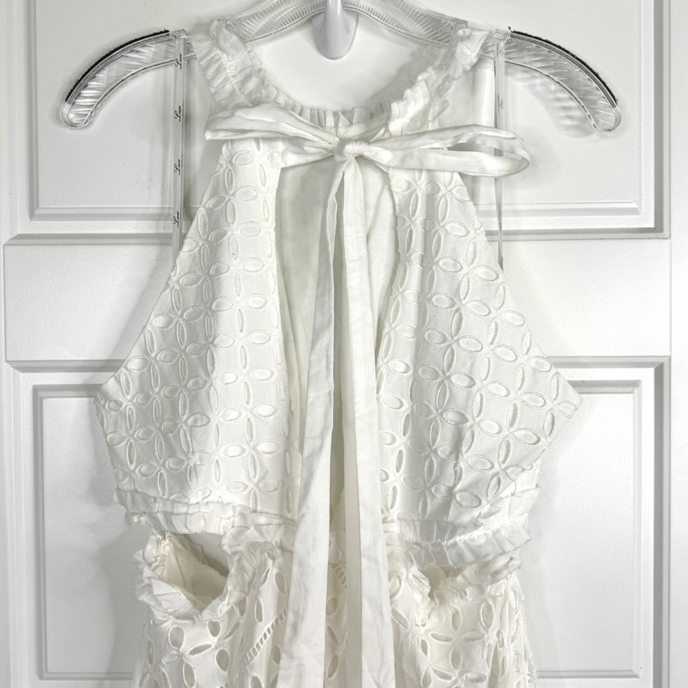 LACE THE LABEL Anthropologie NEW Eyelet Cutout Halter Dress NEW Size M White - Picture 9 of 16